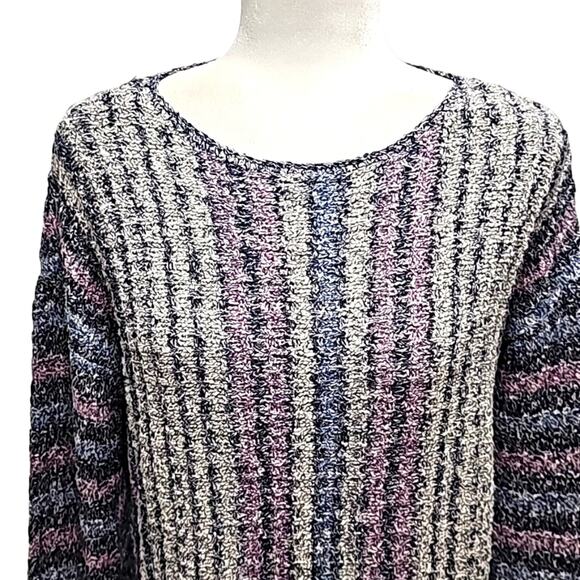 J. Jill Knit Purple Blue and White Vertical Striped Sweater Woman' Size S - Picture 6 of 10